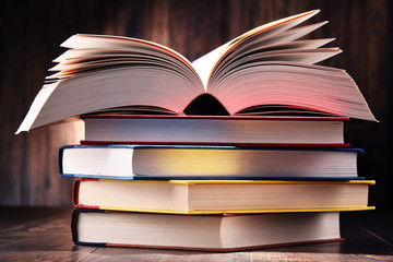 Composition with books on the table