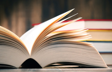 Composition with open book on the table