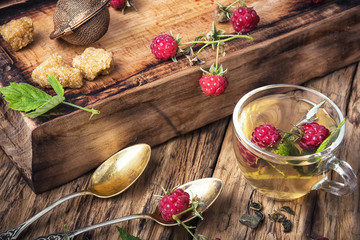 Herbal tea with raspberries