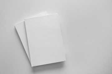 Two white books on light background