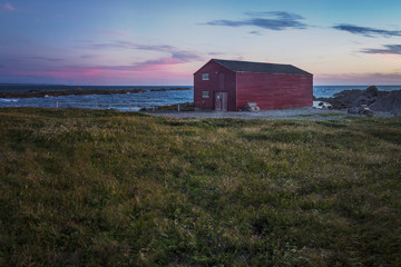 Fototapeta na wymiar Sunset, Historic Fishing Site, Broom Point, Gros Morne National Park, Newfoundland & Labrador