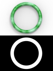 3d rendering. Top view of a beautiful luxurious jade bracelet on white background with alpha mask © PATARA