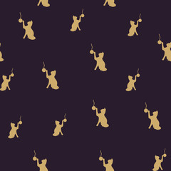 vector Cats and Ball of wool seamless pattern eps10