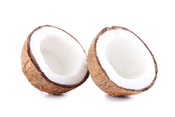 Half of coconut isolated on a white background