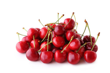 Obraz na płótnie Canvas Fresh sweet cherries isolated on a white