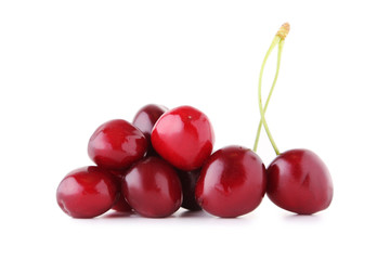 Fresh sweet cherries isolated on a white