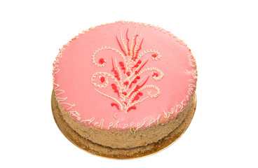 Pink cake isolated