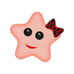 Cute happy starfish cartoon character Sea animal vector illustration Invertebrate animal sea fauna Star shape vector illustration