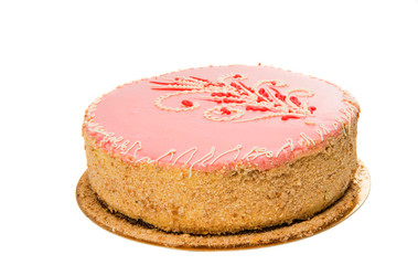 Pink cake isolated