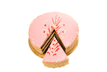 Pink cake isolated