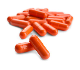 Health care concept. Colorful pills on white background