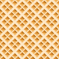 Wafer seamless pattern. Baked waffle background with repeating texture. Stylized flat style vector illustration.