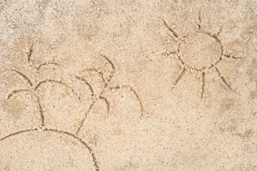 palm trees drawing in sand