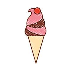 Delicious ice cream cone vector illustration design