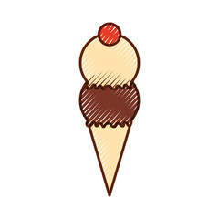 Delicious ice cream cone vector illustration design