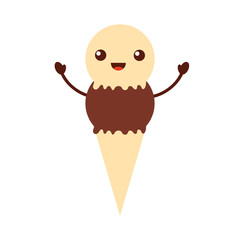 Delicious ice cream cone kawaii character vector illustration design