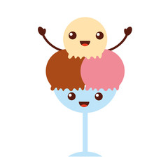 delicious ice cream cup kawaii character vector illustration design
