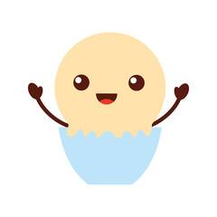 Obraz premium Delicious ice cream basket kawaii character vector illustration design