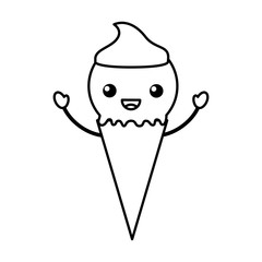 Delicious ice cream cone kawaii character vector illustration design