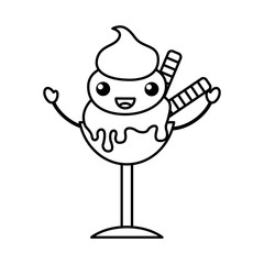 delicious ice cream cup kawaii character vector illustration design