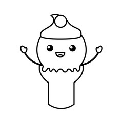 Delicious ice cream cone kawaii character vector illustration design