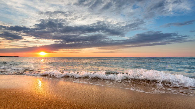Dramatic Tropical Sunrise at the beach Stock Photo | Adobe Stock