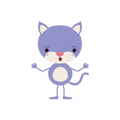 colorful caricature of cute cat astonished expression vector illustration