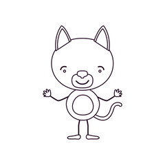 sketch contour caricature of cute cat happiness expression vector illustration