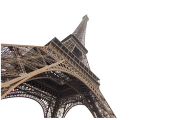 Eiffel tower isolated on white background in Paris, picture for the ideas of designers