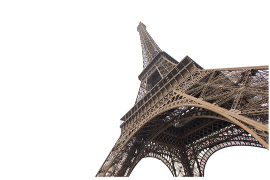 Eiffel tower isolated on white background in Paris, picture for the ideas of designers