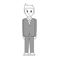 Flat line standing man with clothing over white background 