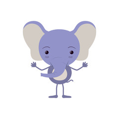 colorful caricature of cute elephant happiness expression vector illustration