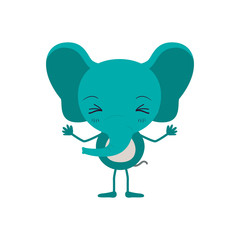 colorful caricature of cute elephant closed eyes expression vector illustration