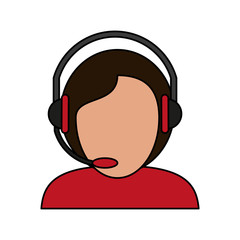 Colorful man avatar with headset and microphone over white background vector illustration