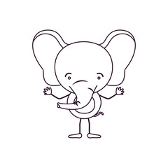 sketch contour caricature of cute elephant happiness expression vector illustration