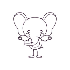 sketch contour caricature of cute elephant happiness expression vector illustration