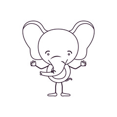 sketch contour caricature of cute elephant tranquility expression vector illustration