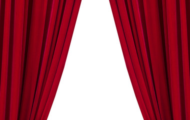 Large picture of a red curtains isolated on white background