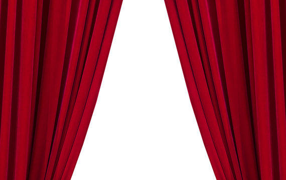Large picture of a red curtains isolated on white background