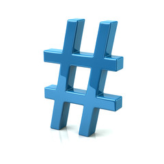 Obraz premium Blue hashtags icon