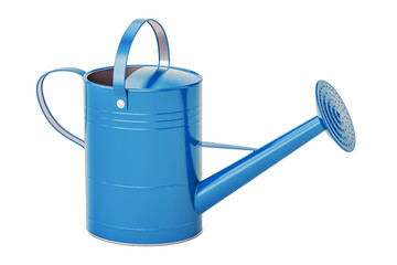 Blue watering can, 3D rendering