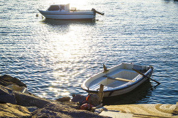 Boat at sunset beach