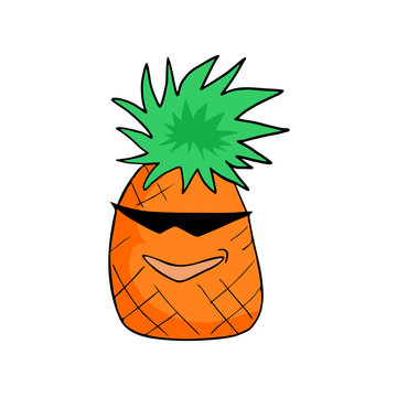 funny pineapple with sunglasses draw