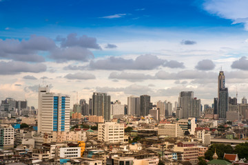 Fototapeta na wymiar capital of Thailand Bangkok from a height , Blue Sky