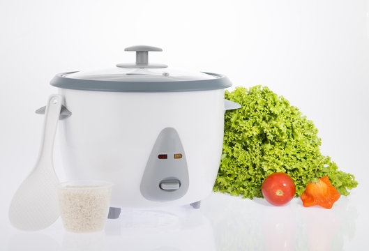 Rice cooker on white background
