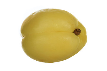yellow apricot fruit isolated on white background.