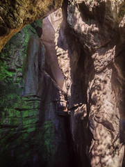 Pedestrian crossing leading to the falls of Varone, Italy.