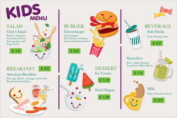 Cute illustrate vector for Kid's menu.