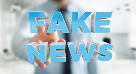 Businessman discovering fake news information 3D rendering