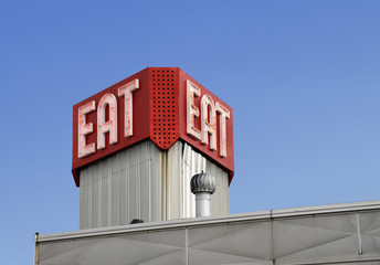 Red Neon Diner Eat Sign